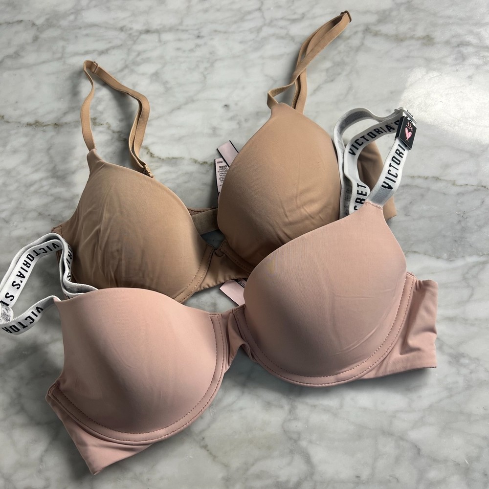2 Victoria Secret Bra's - 1 NWT Pink and 1 NWOT Beige Nude Bra 32C